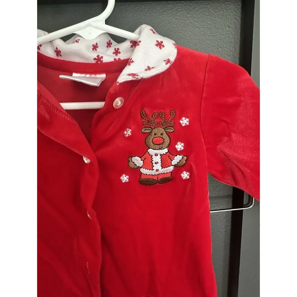 Baby Red Reindeer Christmas Outfit - Long Sleeve Top & Pants Set (3-6 Months)